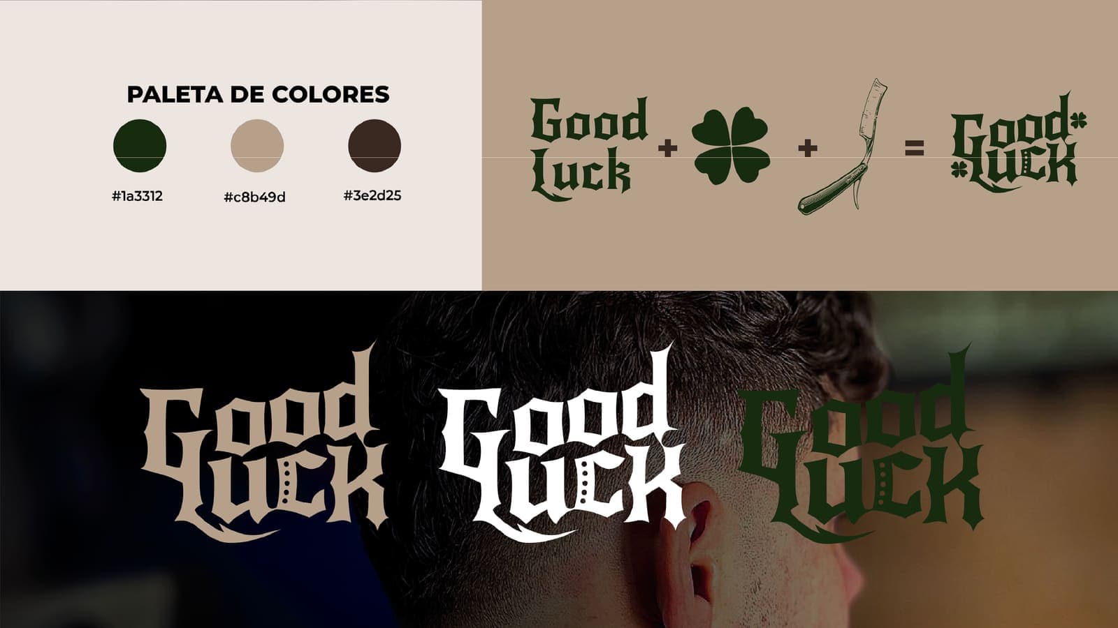 Identidad visual para Good Luck Barbería diseñada por Órbita Digital
